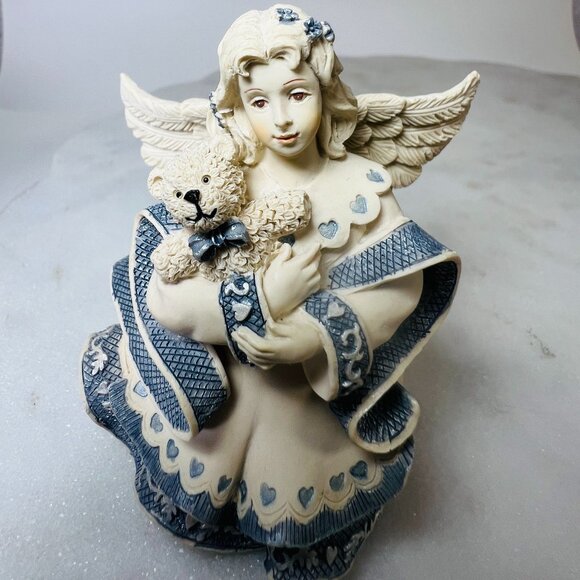 Vtg 2002 Sarahs Angels "Payton" Figurine Angel Teddy Bear GrannyCore BabyCore - Picture 1 of 4